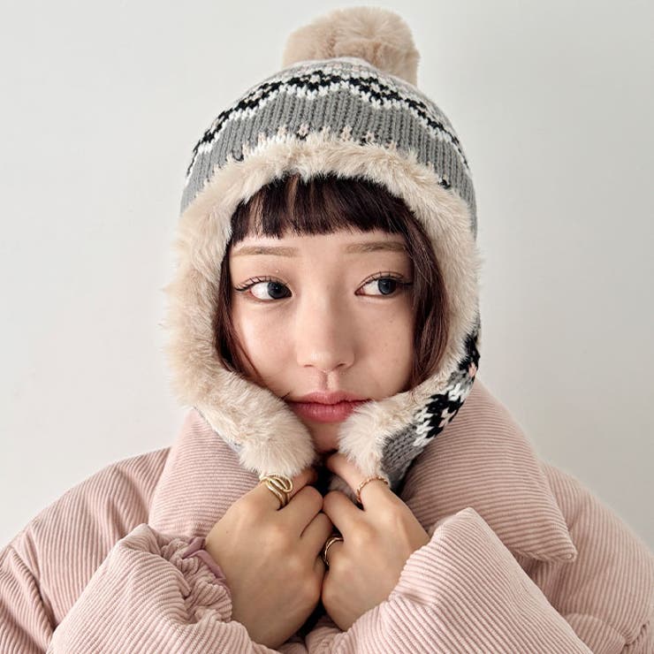 ノルディック柄イヤーフラップファーニットキャップ | Outfitter lab | 詳細画像15 