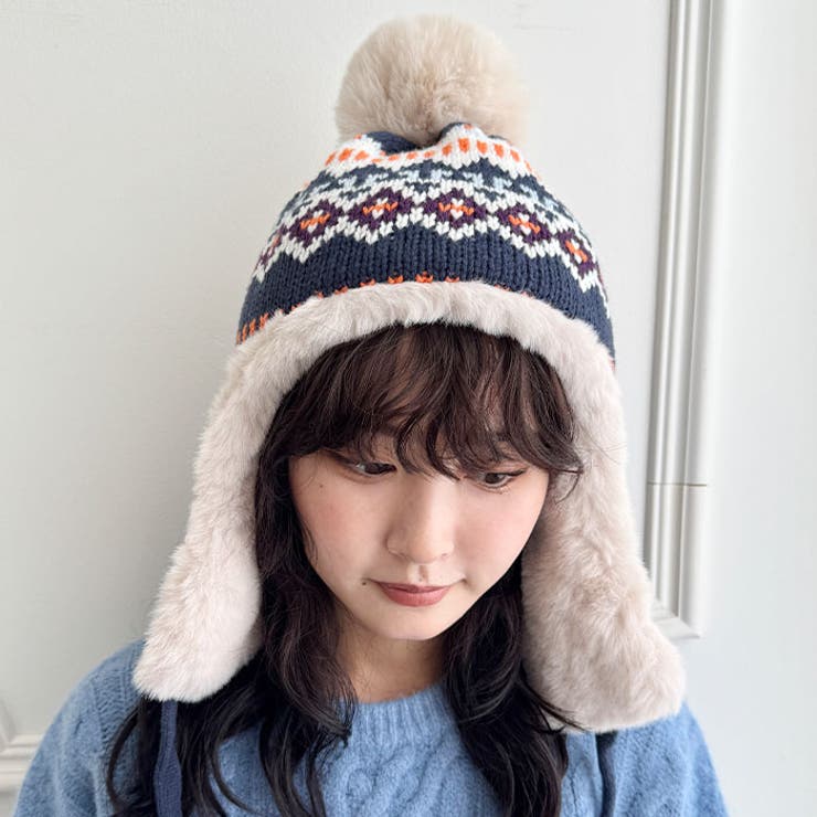 ノルディック柄イヤーフラップファーニットキャップ | Outfitter lab | 詳細画像23 