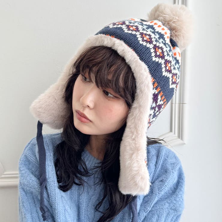 ノルディック柄イヤーフラップファーニットキャップ | Outfitter lab | 詳細画像25 