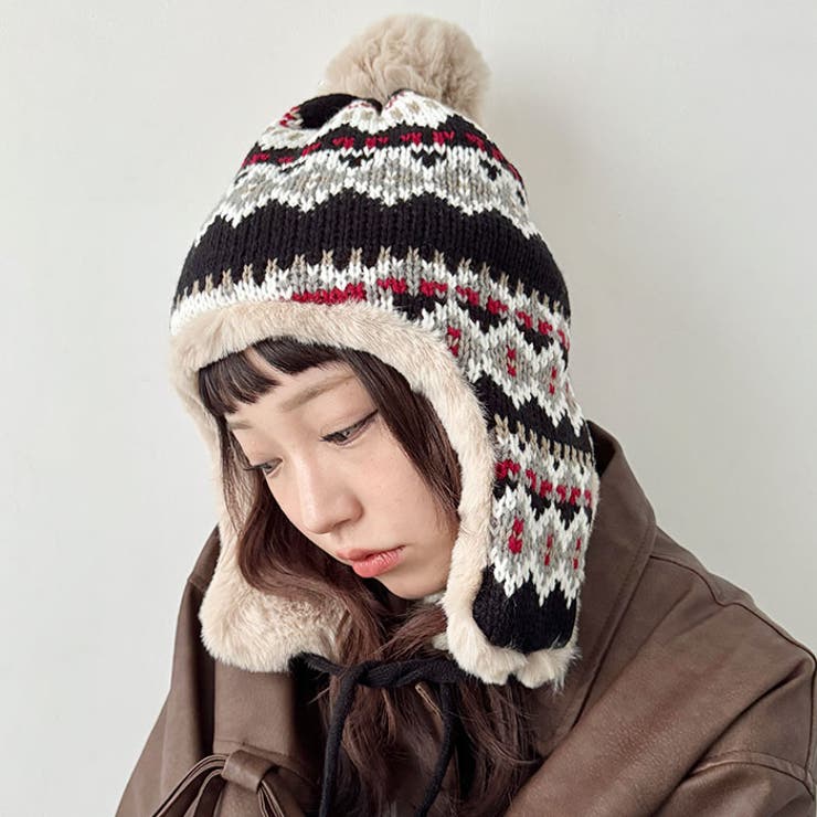 ノルディック柄イヤーフラップファーニットキャップ | Outfitter lab | 詳細画像5 