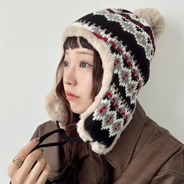 ノルディック柄イヤーフラップファーニットキャップ | Outfitter lab | 詳細画像6 