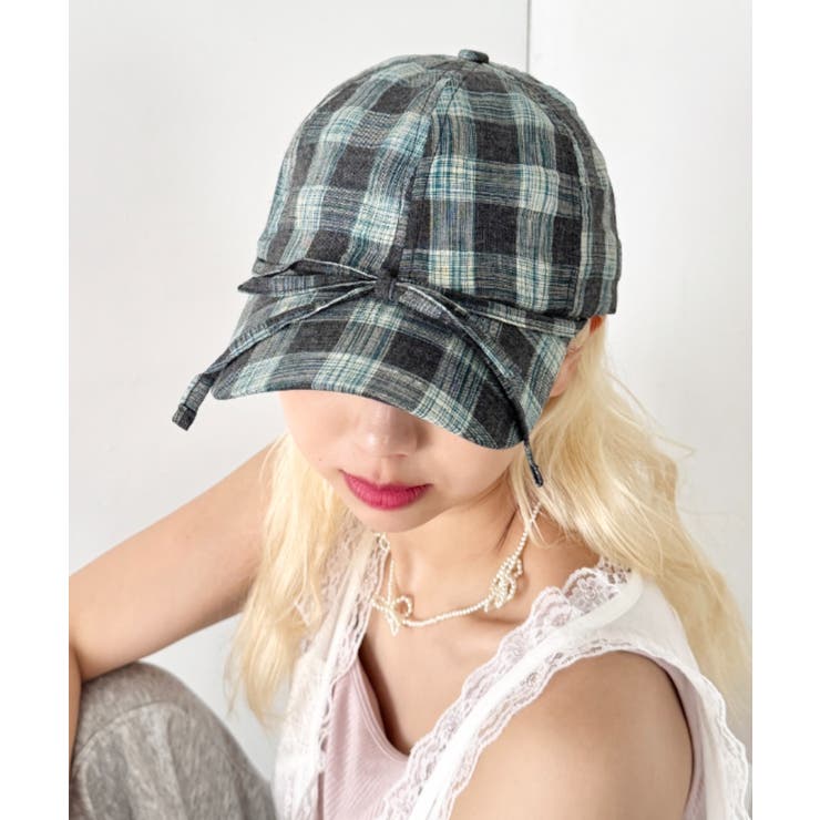 グリーン | チェック/フラワーリボンキャップ | Outfitter lab