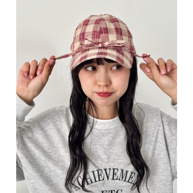 レッド | チェック/フラワーリボンキャップ | Outfitter lab
