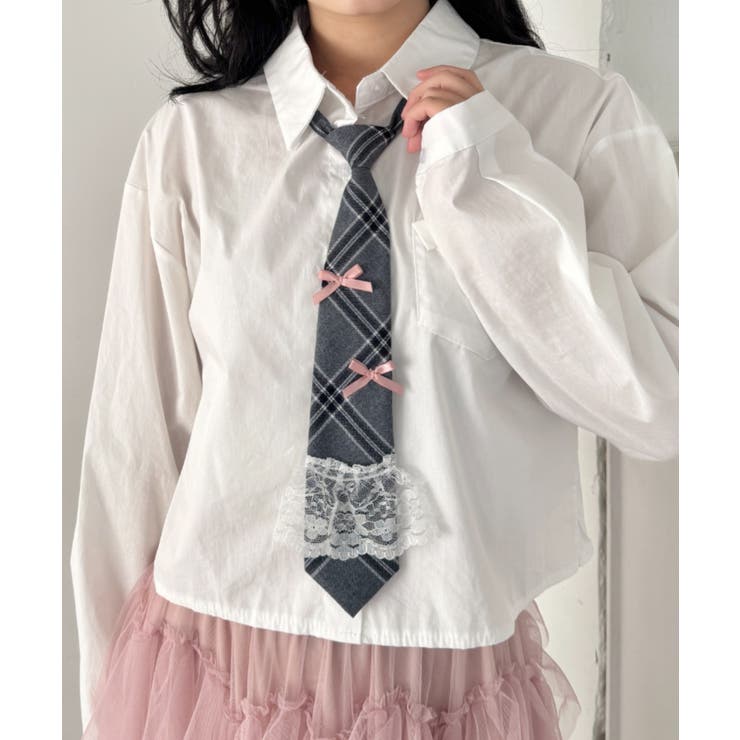 グレー | チェックネクタイネックレス | Outfitter lab