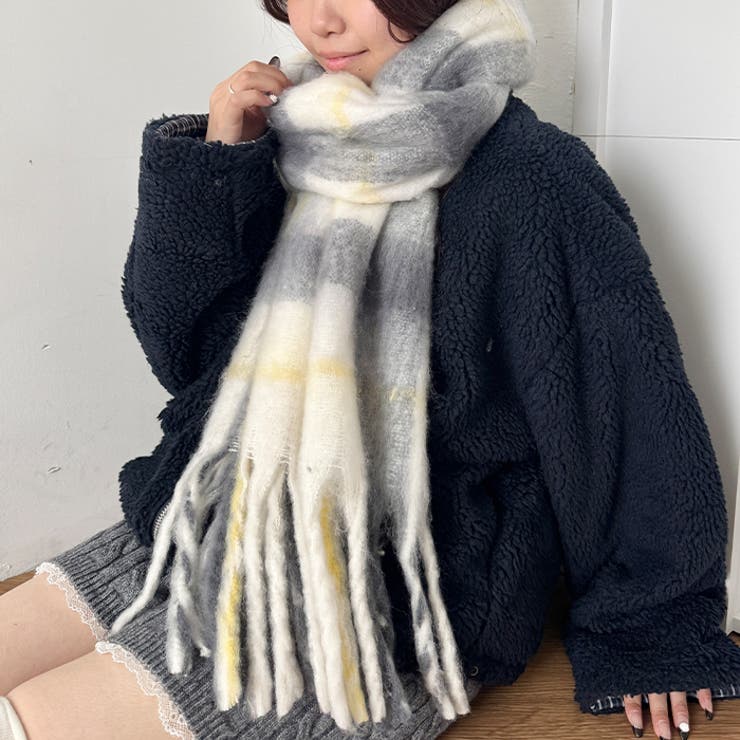 ふわふわパステルチェックマフラー | Outfitter lab | 詳細画像10 
