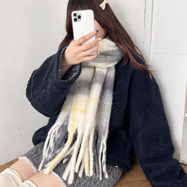 ふわふわパステルチェックマフラー | Outfitter lab | 詳細画像12 