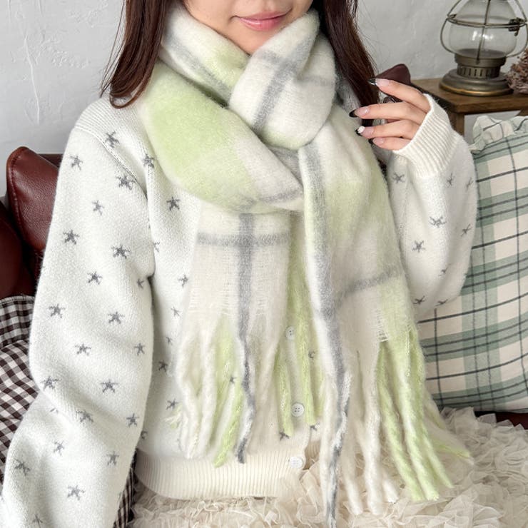 ふわふわパステルチェックマフラー | Outfitter lab | 詳細画像19 