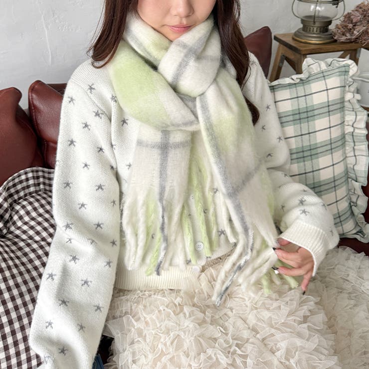ふわふわパステルチェックマフラー | Outfitter lab | 詳細画像22 