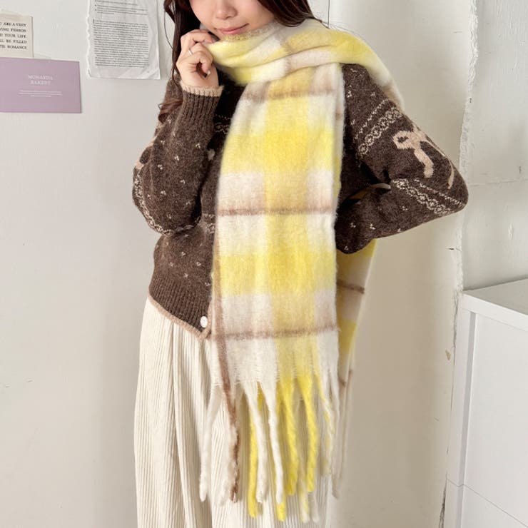 ふわふわパステルチェックマフラー | Outfitter lab | 詳細画像25 