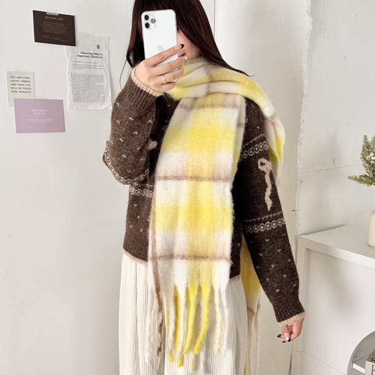 ふわふわパステルチェックマフラー | Outfitter lab | 詳細画像26 