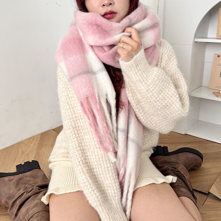 ふわふわパステルチェックマフラー | Outfitter lab | 詳細画像35 