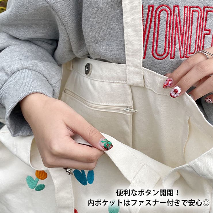 【A4収納可】フラワー刺繍トートバッグ | Outfitter lab | 詳細画像16 