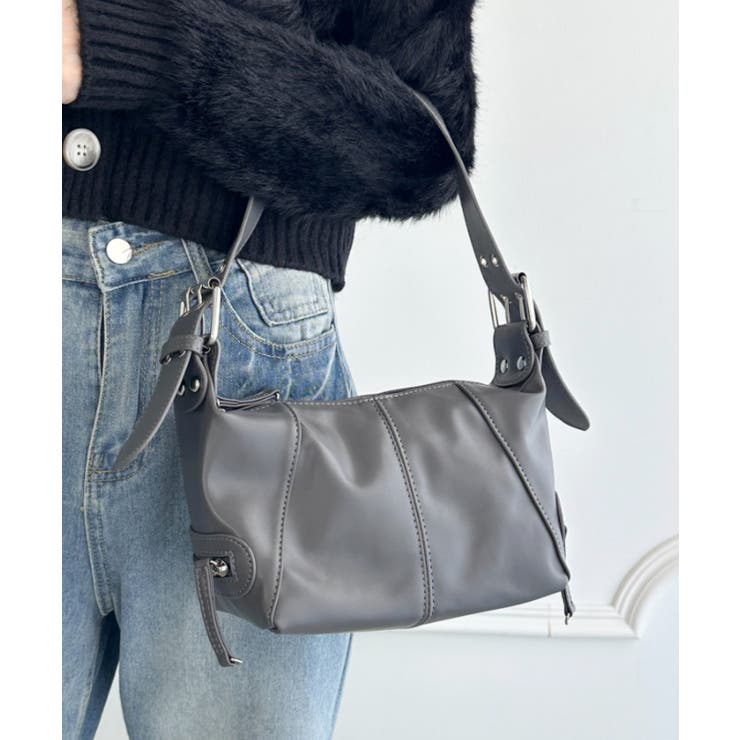 グレー | フェイクレザーベルトデザインハンドバッグ | Outfitter lab