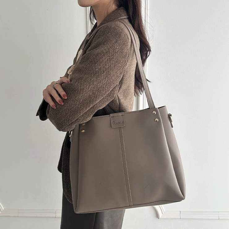 【A4収納可能】PUダブルショルダートートバッグ ショルダーバッグ | Outfitter lab | 詳細画像24 