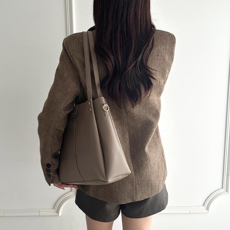 【A4収納可能】PUダブルショルダートートバッグ ショルダーバッグ | Outfitter lab | 詳細画像26 