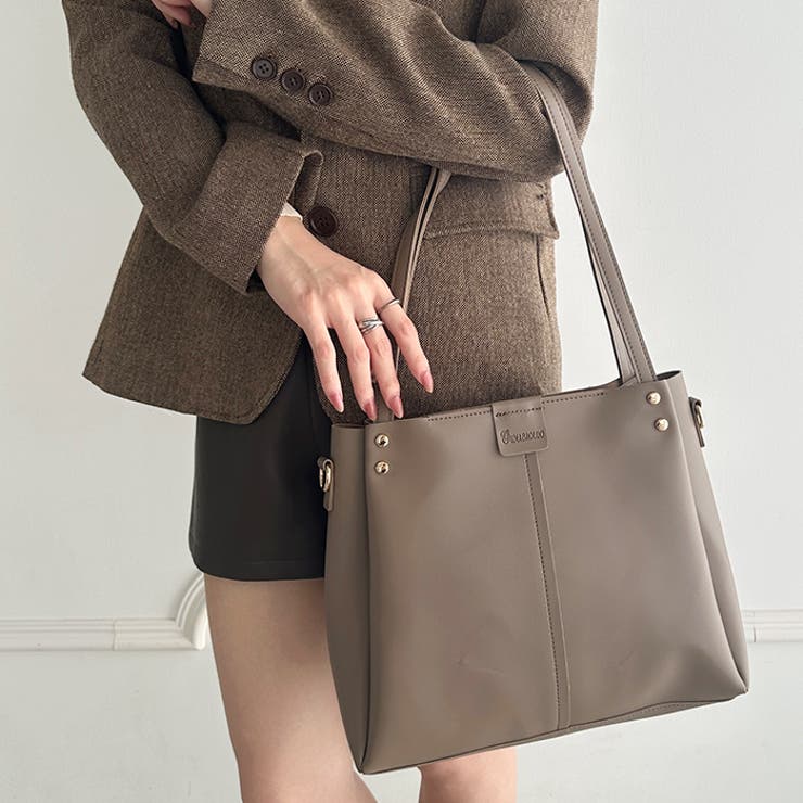 【A4収納可能】PUダブルショルダートートバッグ ショルダーバッグ | Outfitter lab | 詳細画像27 