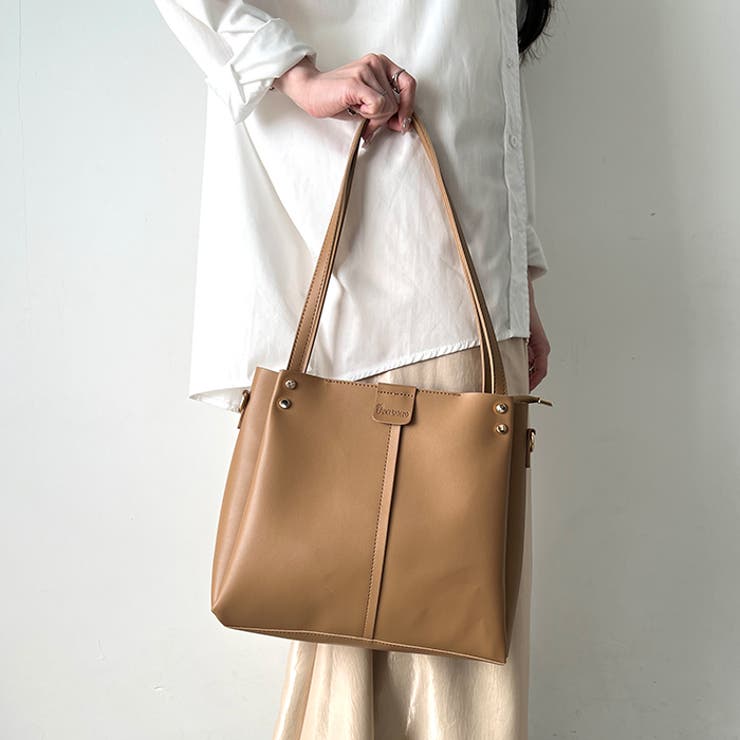 【A4収納可能】PUダブルショルダートートバッグ ショルダーバッグ | Outfitter lab | 詳細画像33 