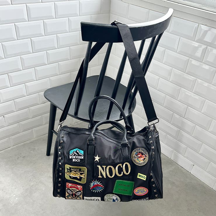 大容量】ワッペンスタッズデザインボストンバッグ トラベル