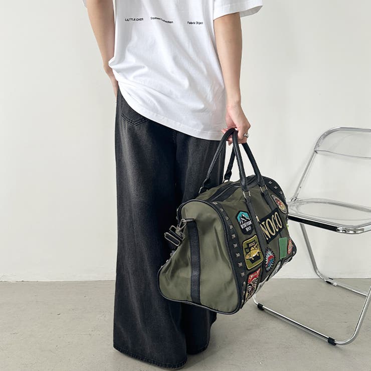 【大容量】ワッペンスタッズデザインボストンバッグ トラベルバッグ | Outfitter lab | 詳細画像16 