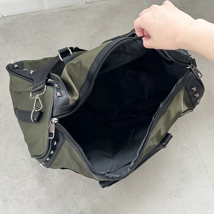 【大容量】ワッペンスタッズデザインボストンバッグ トラベルバッグ | Outfitter lab | 詳細画像23 