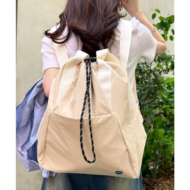 ライトベージュ | 【A4収納可】2wayナイロンバックパック トートバッグ | Outfitter lab