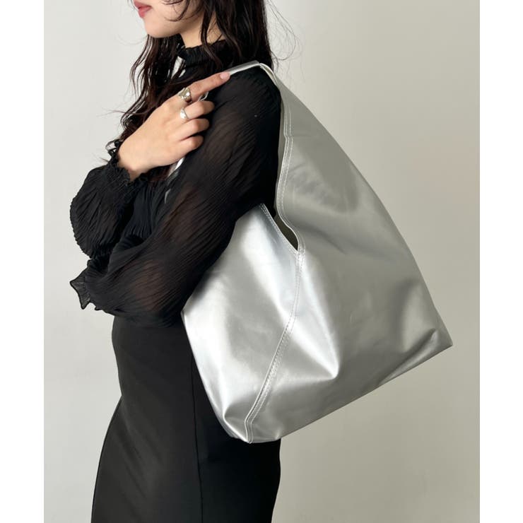 シルバー | 【A4収納可】PUワンハンドルショルダーバッグ トートバッグ | Outfitter lab