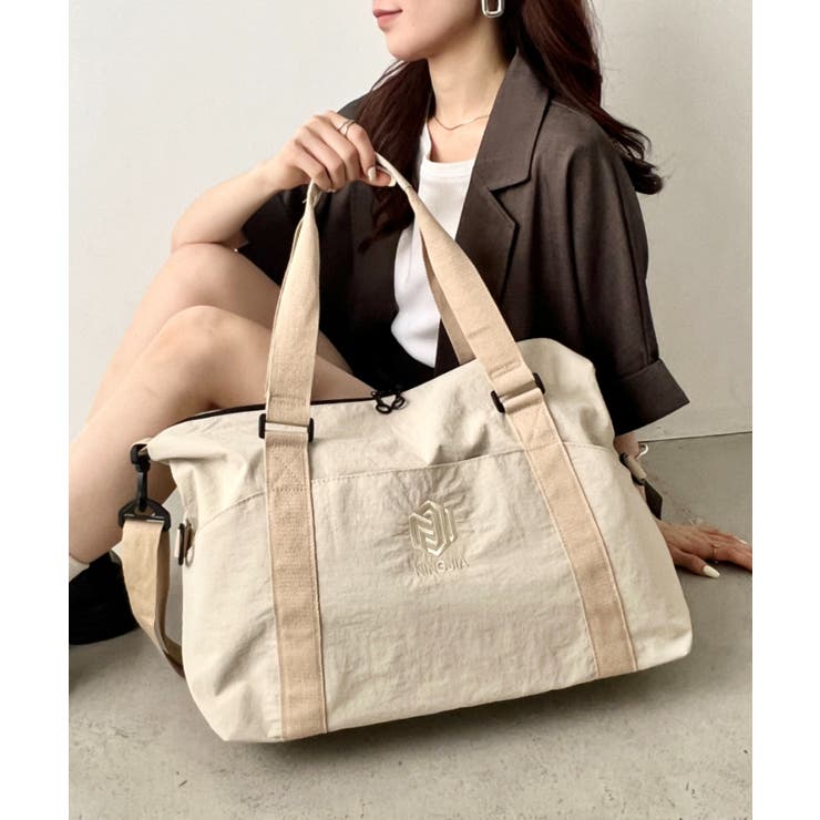ライトベージュ | 【2WAY・大容量】ワントーンカラーナイロンボストンバッグ/トラベルバッグ | Outfitter lab