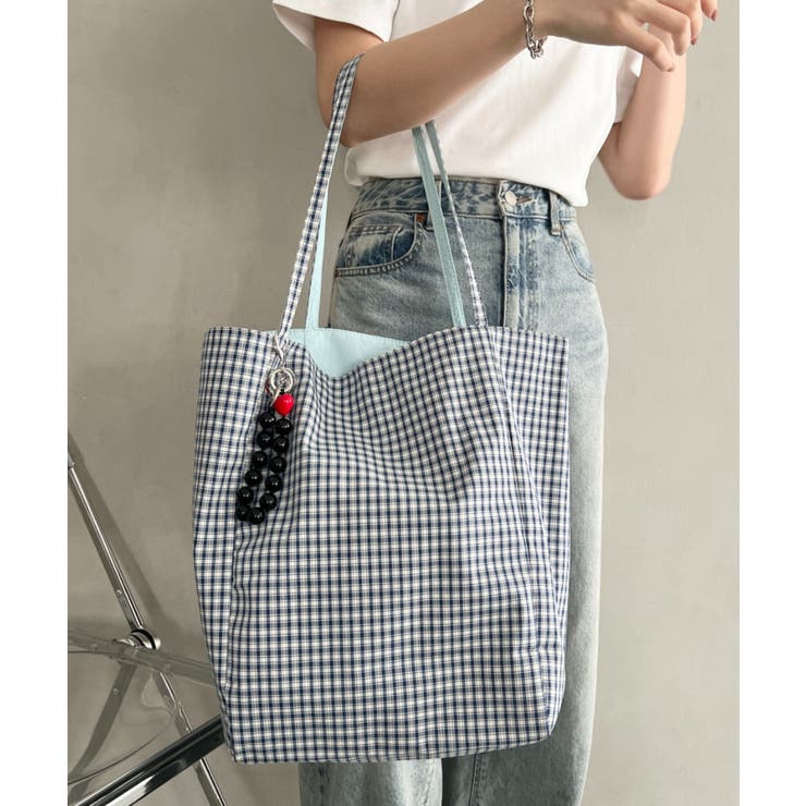ライトブルー | リバーシブルチェックトートバッグ | Outfitter lab