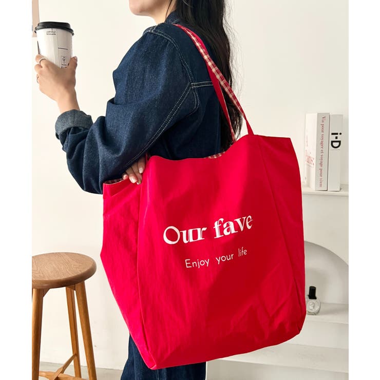 レッド | リバーシブルチェックトートバッグ | Outfitter lab