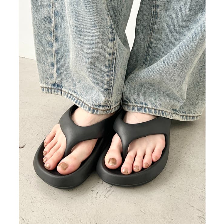 ブラック | 軽量 クッションソールビーチサンダル トングサンダル | Outfitter lab