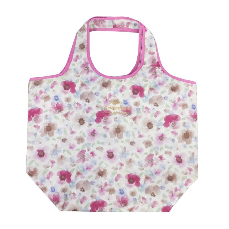ブルーム・ピンク/花柄 | 保冷エコバッグ 折りたたみ保冷バッグ ファスナー開閉 | At First