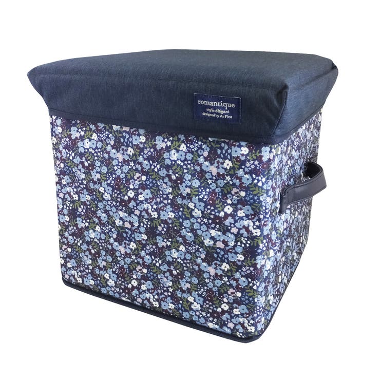 フラワー・ネイビー | 片付く収納スツール 収納ボックス リビング収納 | At First