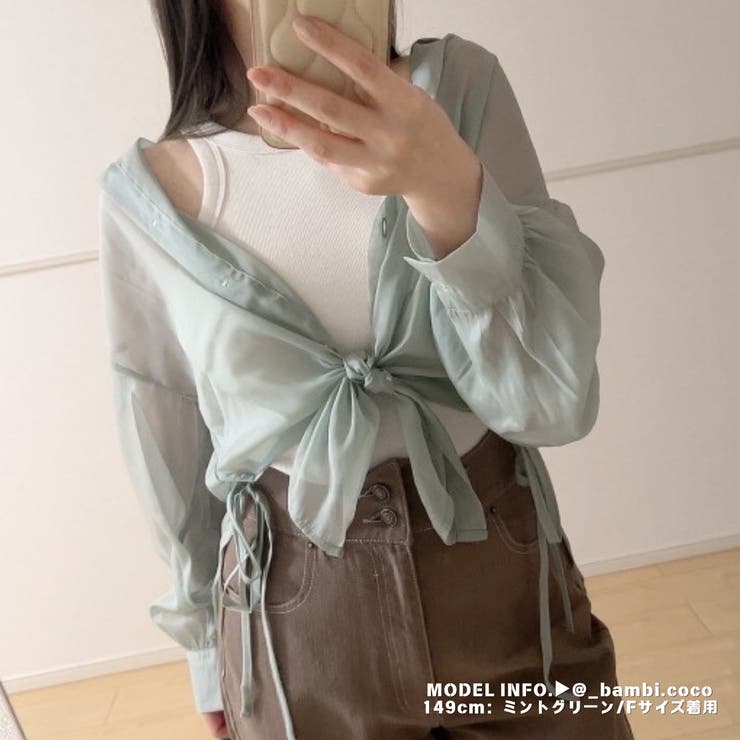 シアーシャツ レディース 薄手 脇リボン 羽織 ゆったり 春夏秋 | Belle Cie | 詳細画像18 