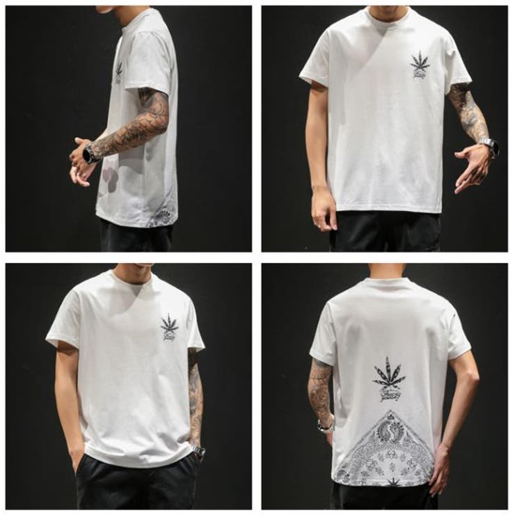 バックペイズリーTシャツ 半袖 バンダナ柄 ストリート