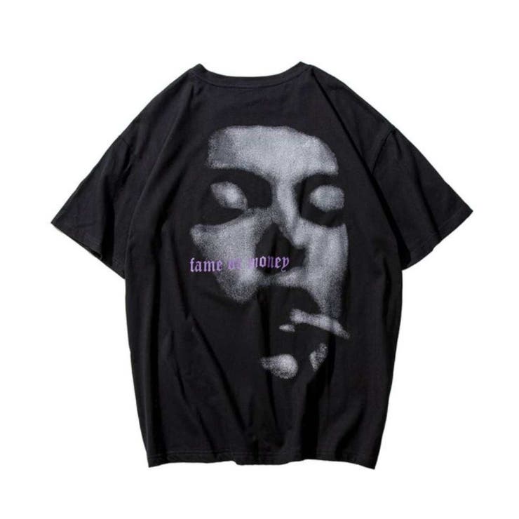 バックプリントTシャツメンズストリート系カジュアル半袖トップス夏服