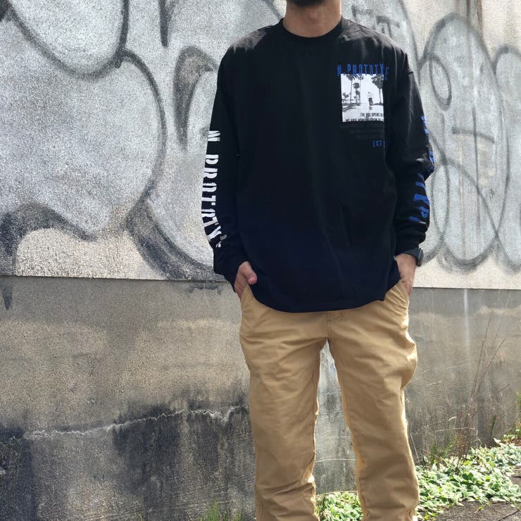 ロンT メンズ 袖ロゴプリント 長袖Tシャツ スケーター ストリート