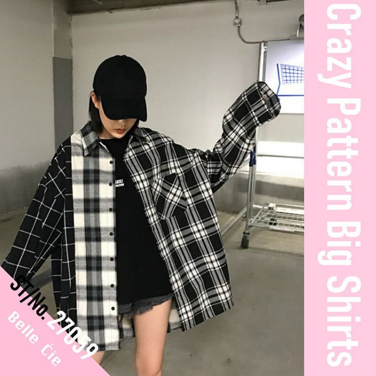 ヒステリックグラマー　チェック柄シャツ　ジェケット　黒　バックプリント　S ビッグ チェックシャツ レディース[品番：AMVW0000090]｜Belle Cie