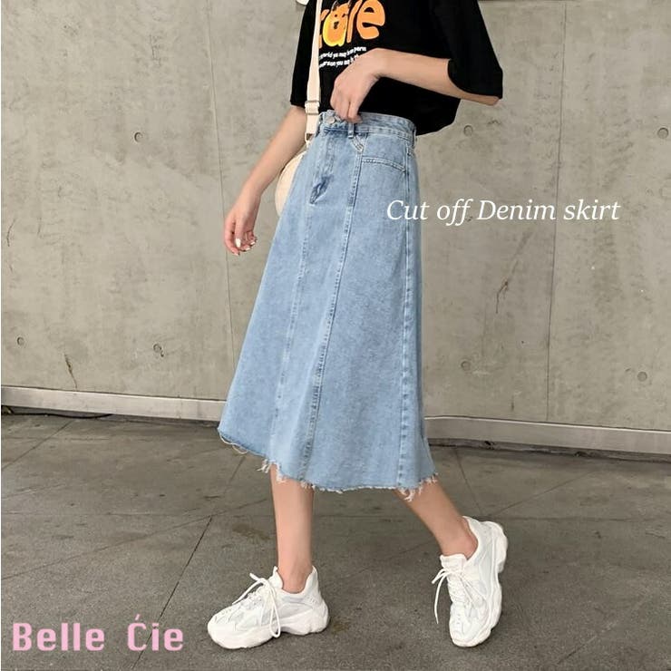 デニムスカート レディース ミモレ丈 カットオフ デニム スカート 品番 Amvw Belle Cie ベルシー のレディースファッション通販 Shoplist ショップリスト