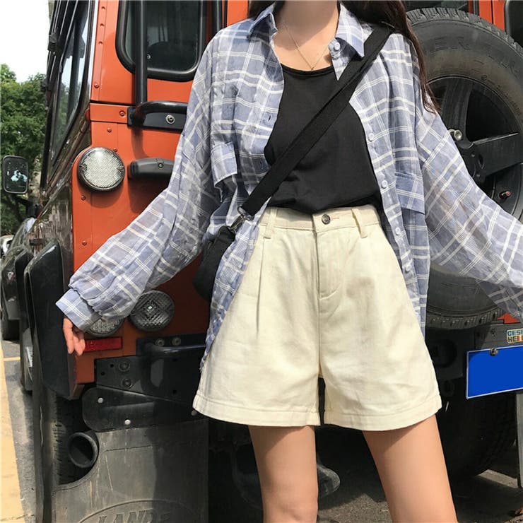 ハイウエストショートパンツタック入りツイルオルチャンキュロットパンツレディース綿ツイル