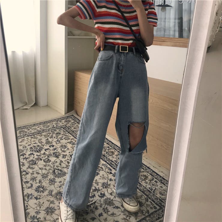 デニムワイドパンツ クラッシュ ジーンズ 品番 Amvw Belle Cie ベルシー のレディース ファッション通販 Shoplist ショップリスト