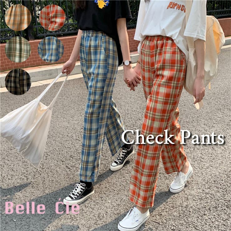 マドラスチェック イージーパンツ ウェストゴム 韓国ファッション