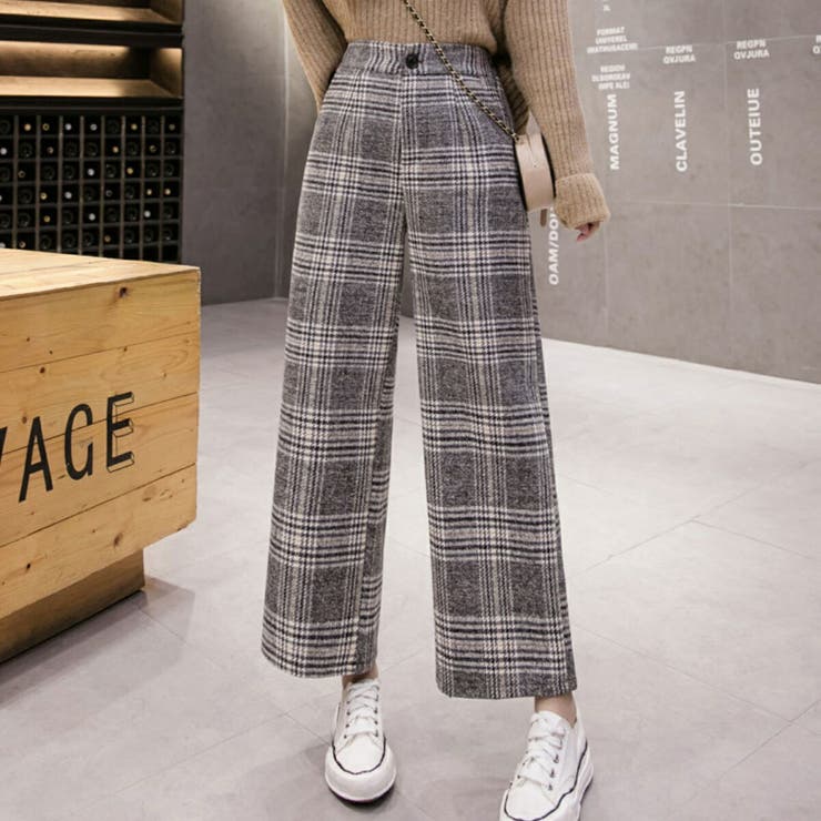 フェイクツイード チェックワイドパンツ グレンチェック 品番 Amvw Belle Cie ベルシー のレディース ファッション通販 Shoplist ショップリスト