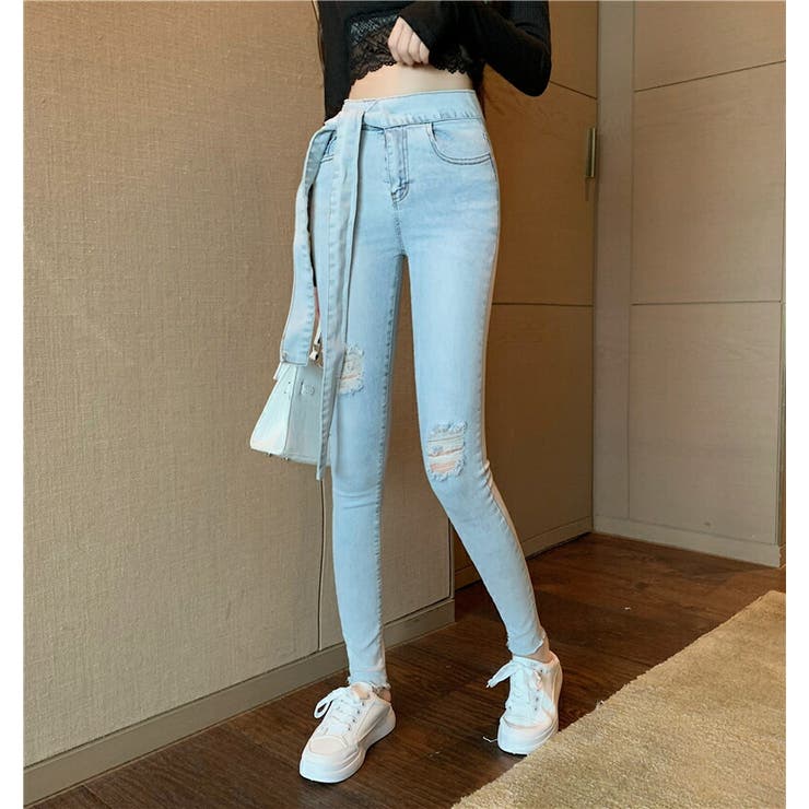 リボンダメージ スキニーパンツ ジーンズ 品番 Amvw Belle Cie ベルシー のレディース ファッション通販 Shoplist ショップリスト