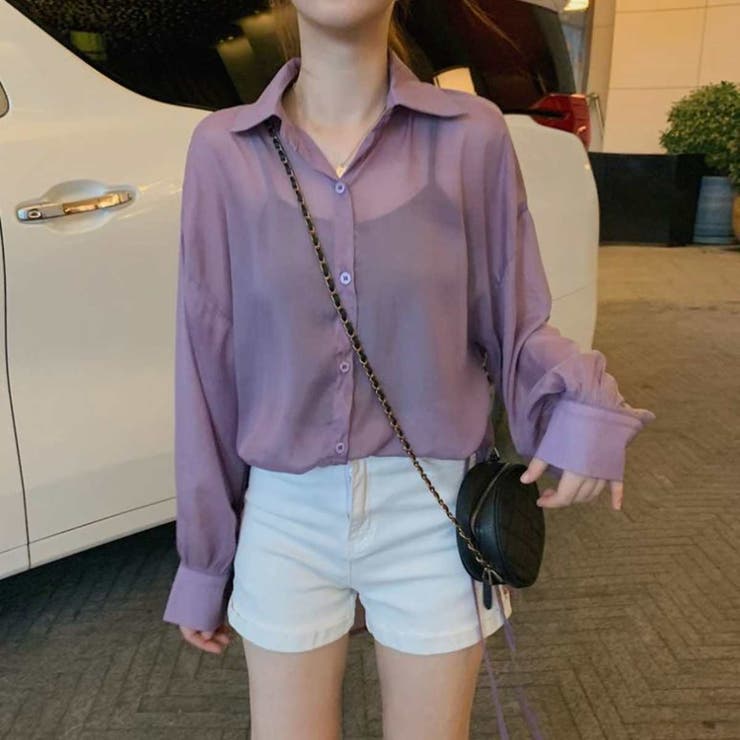 シアーシャツ レディース 薄手 脇リボン 羽織 ゆったり 春夏秋 | Belle Cie | 詳細画像8 