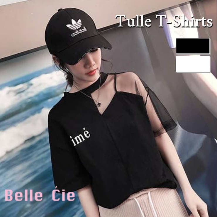 チュール切り替えtシャツ レディース韓国ファッション チュールレース 品番 Amvw Belle Cie ベルシー のレディース ファッション通販 Shoplist ショップリスト
