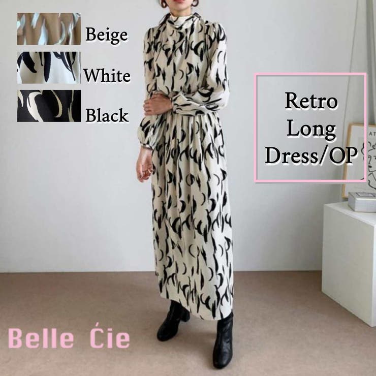 レトロ柄 ロングワンピース ドレス 品番 Amvw Belle Cie ベルシー のレディースファッション通販 Shoplist ショップリスト