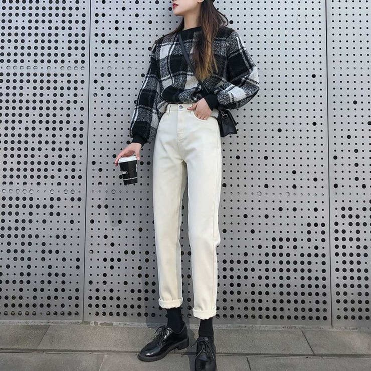 オフベージュ | ハイウエストパンツ レディース デニム | Belle Cie