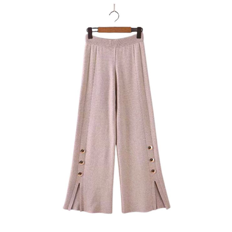 ベージュ | ニット ワイドパンツ レディース | Belle Cie