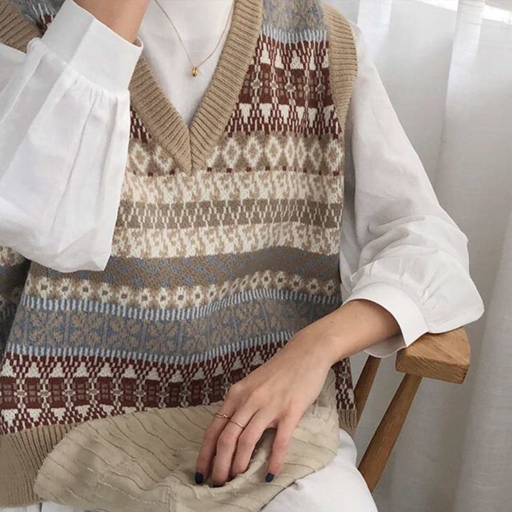 ノルディック ニットベスト レディース[品番：AMVW0000355]｜Belle Cie