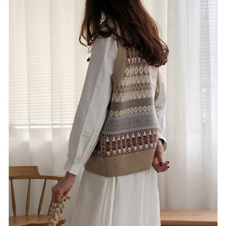 ノルディック ニットベスト レディース | Belle Cie | 詳細画像6 